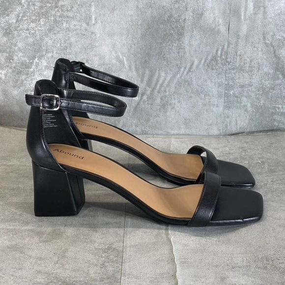 Abound Shoes - Abound Women's Black Finn Square-Toe Ankle-Strap Block-Heel Sandals SZ 12